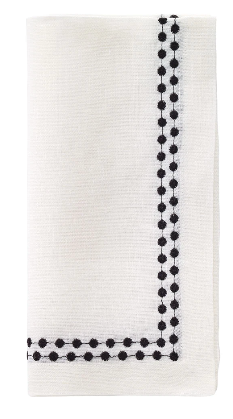 Pearls Linen Napkins Table Linens Bodrum Black  