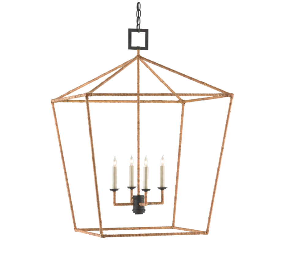 Denison Rattan Lantern Lighting Currey & Co   