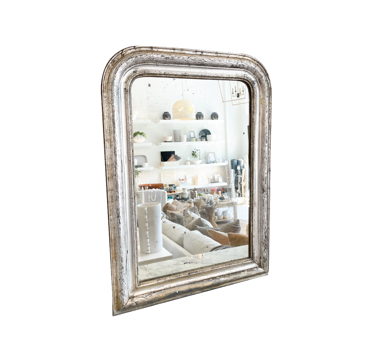 Antique Silver Mirror 36" x 26" Home Decor Illuminati Antiques   