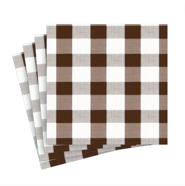 Gingham Chocolate Cocktail Napkin