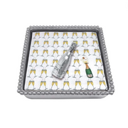 Champagne Beaded Napkin Box Table Linens Mariposa   