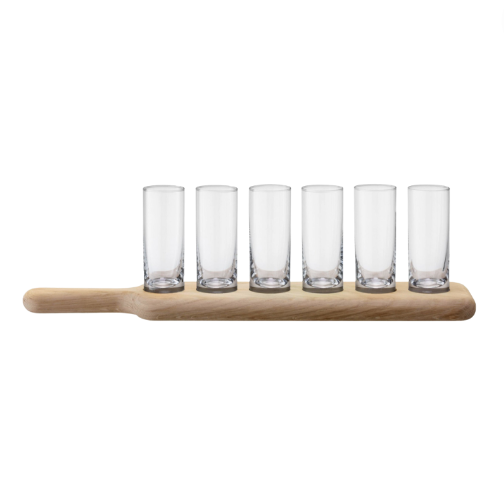 Paddle Vodka Set & Oak Paddle Drinkware/Barware LSA 15.75" Clear 