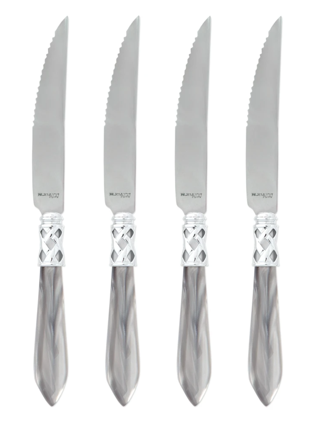 Aladdin Brilliant Steak Knives Tabletop Vietri Light Grey  