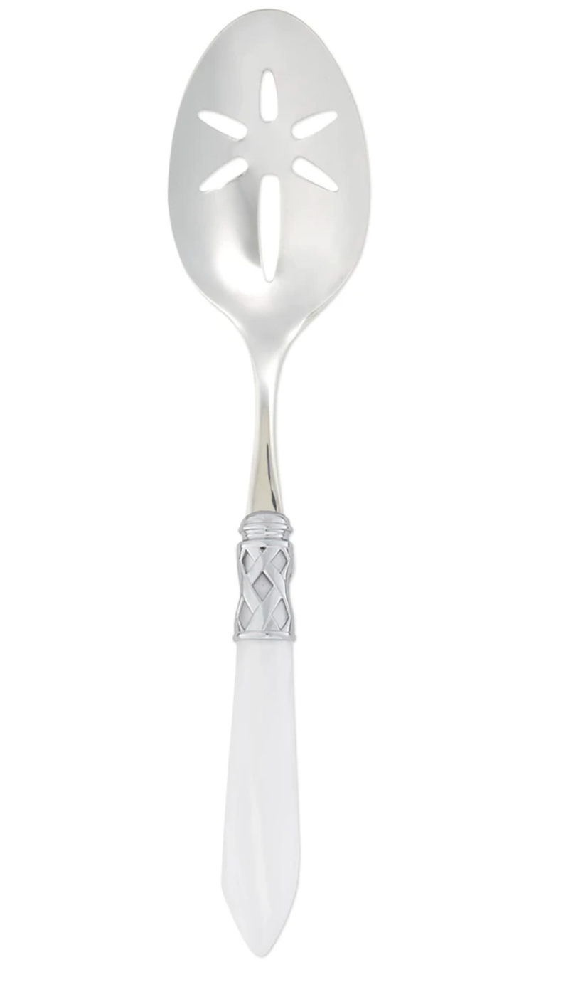 Aladdin Brilliant Slotted Serving Spoon Tabletop Vietri White  