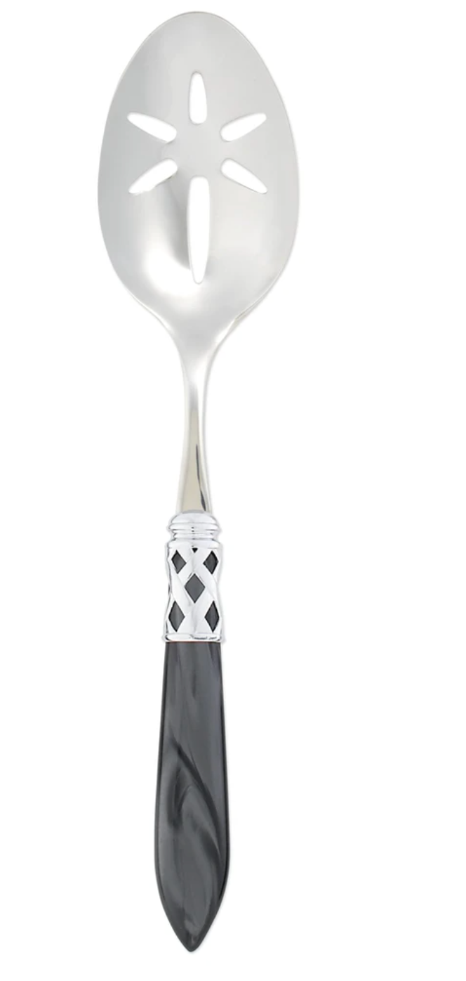 Aladdin Brilliant Slotted Serving Spoon Tabletop Vietri Charcoal  