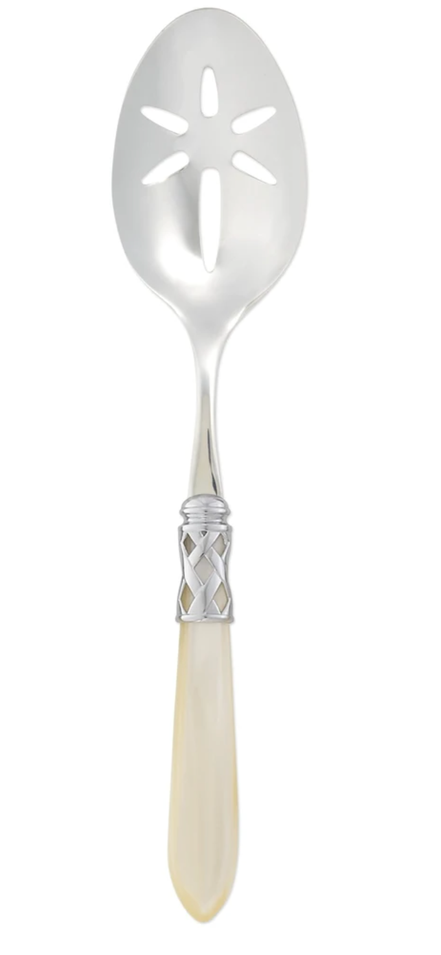 Aladdin Brilliant Slotted Serving Spoon Tabletop Vietri Ivory  