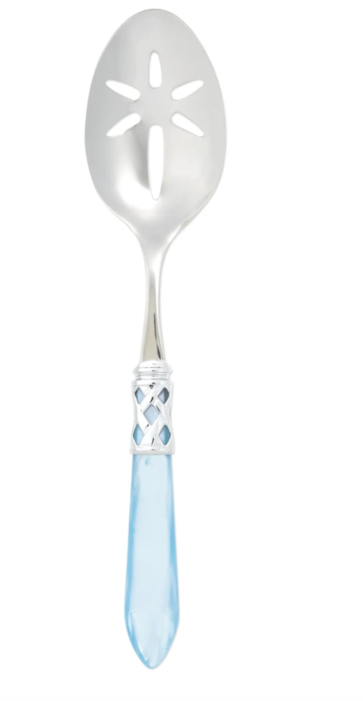 Aladdin Brilliant Slotted Serving Spoon Tabletop Vietri Light Blue  