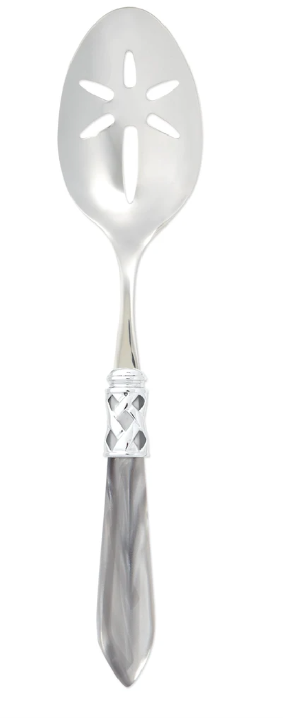 Aladdin Brilliant Slotted Serving Spoon Tabletop Vietri Light Grey  