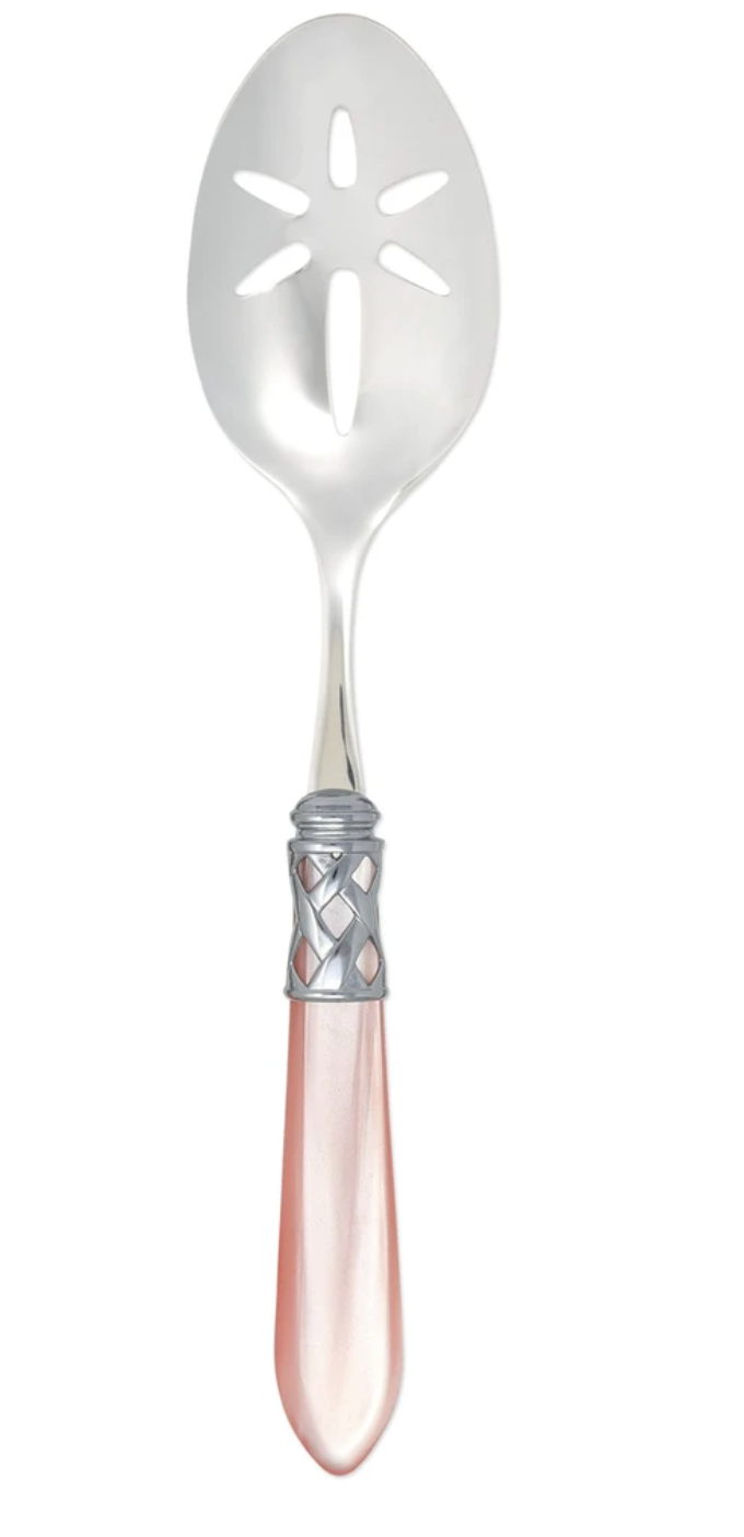 Aladdin Brilliant Slotted Serving Spoon Tabletop Vietri Light Pink  
