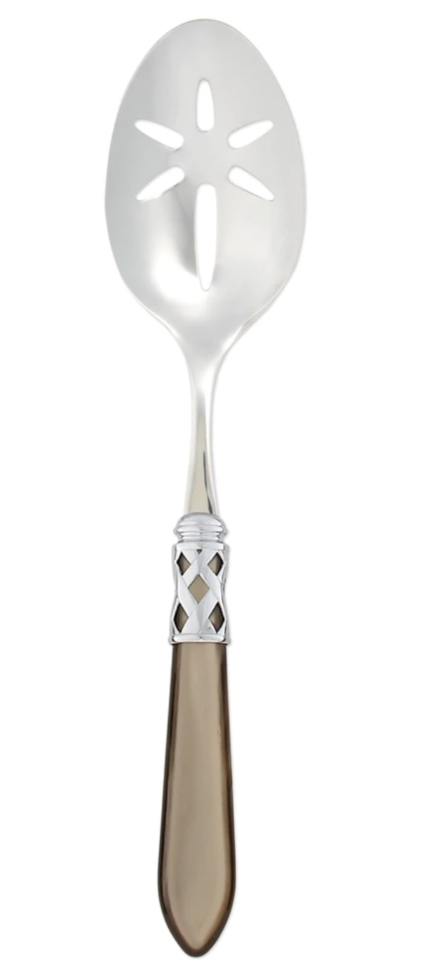 Aladdin Brilliant Slotted Serving Spoon Tabletop Vietri Taupe  