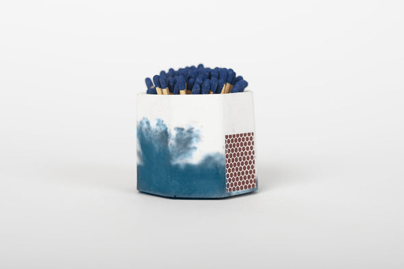 Navy & White Match Holder and Striker with Navy Matches