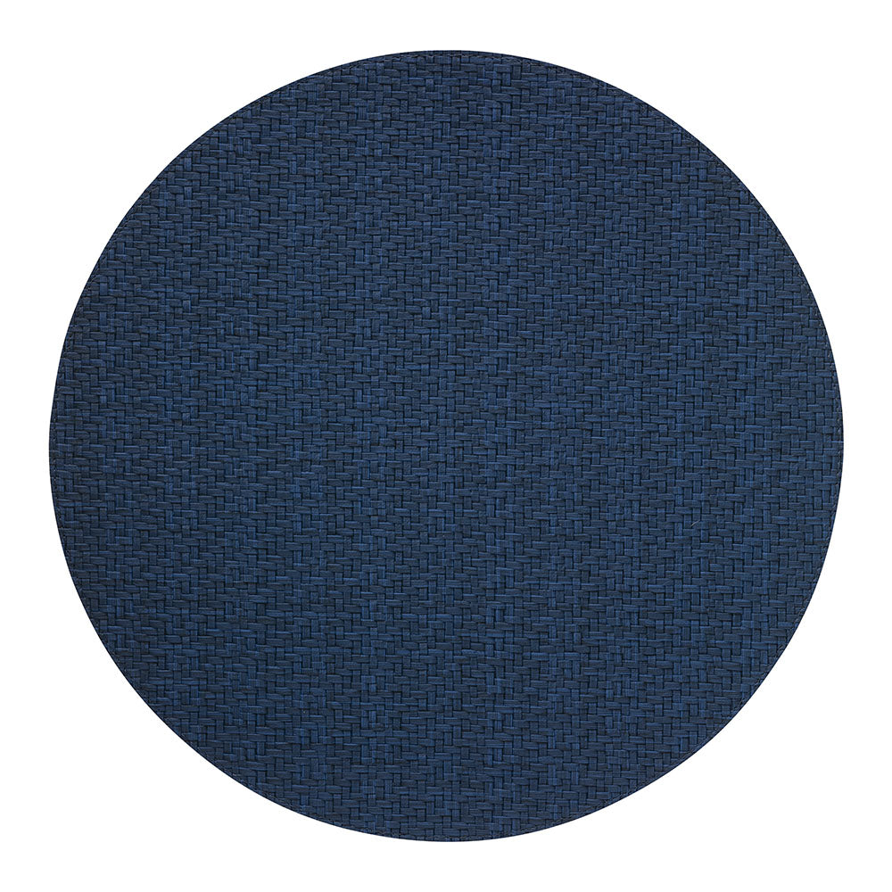 Wicker Easy-Care Placemats Table Linens Bodrum Navy Round Set of 4