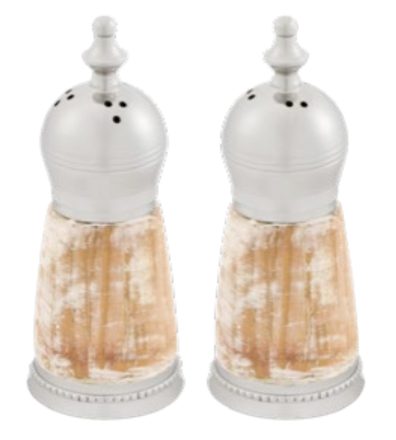 Salt & Pepper Shakers Tabletop Primitive Artisan Whitewash  