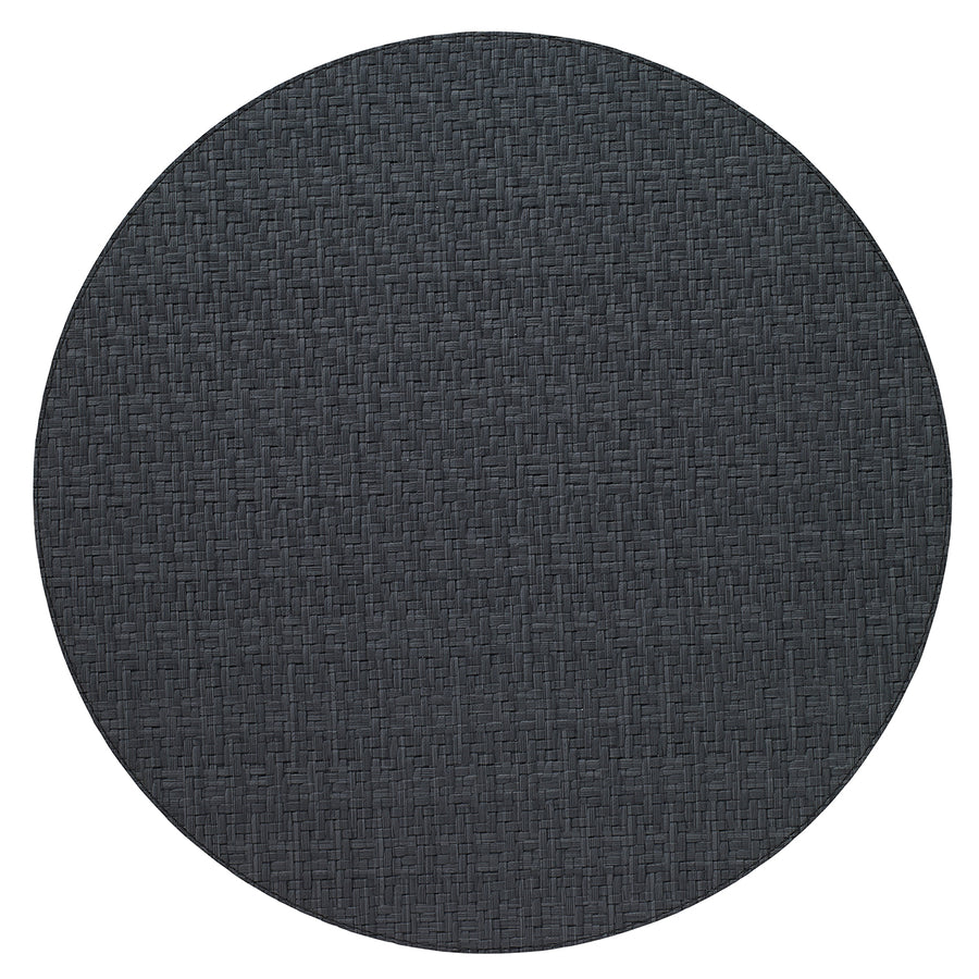 Wicker Easy-Care Placemats Table Linens Bodrum Black Round Set of 4