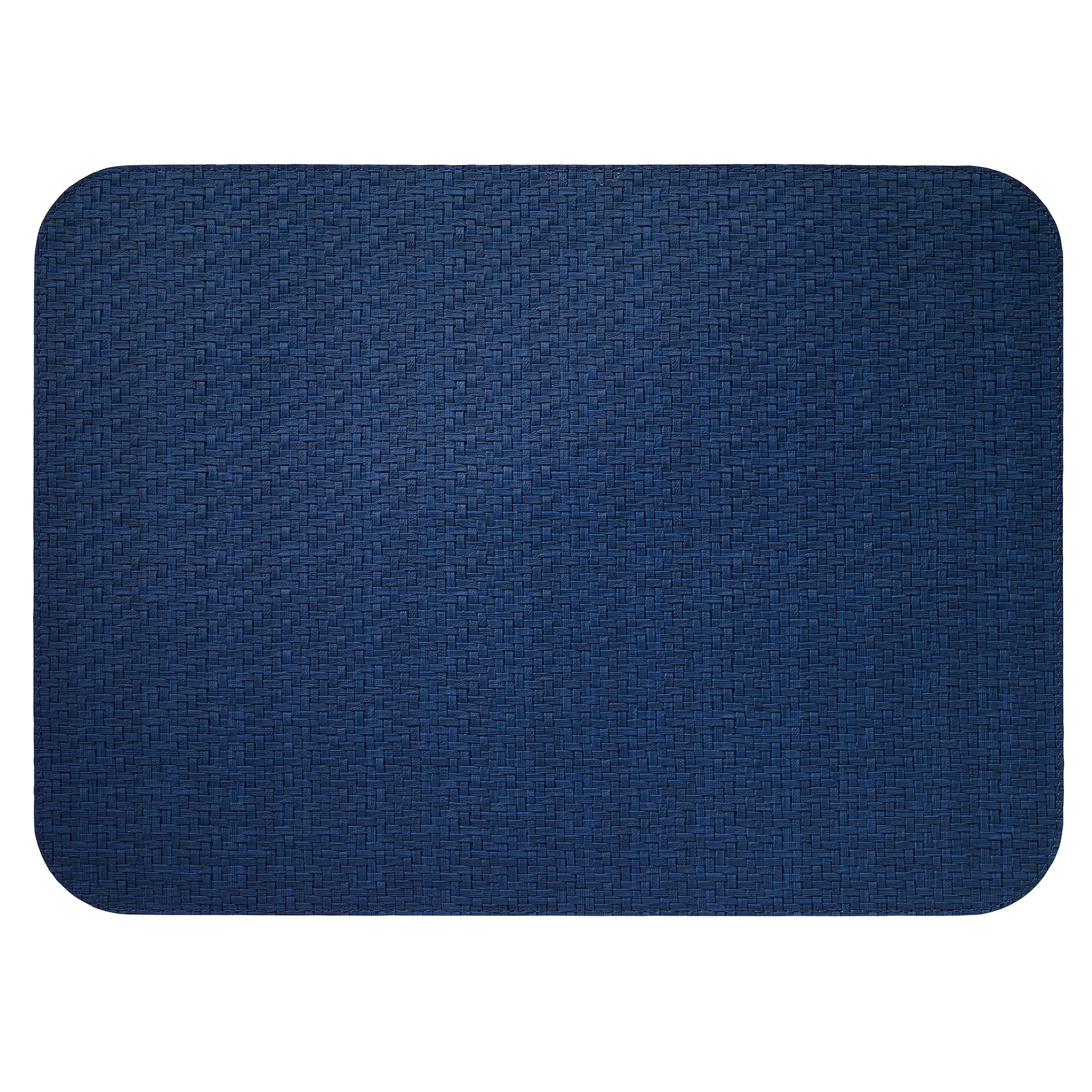 Wicker Easy-Care Placemats Table Linens Bodrum Navy Oblong Set of 4