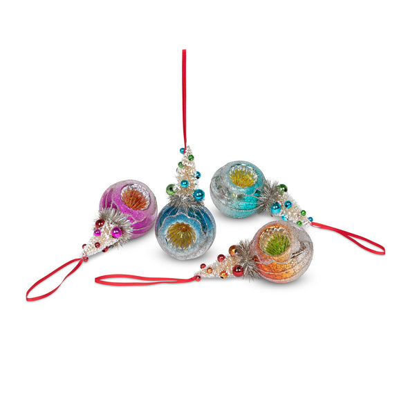 Glass Reflector Ball with Sisal Tree Ornament
