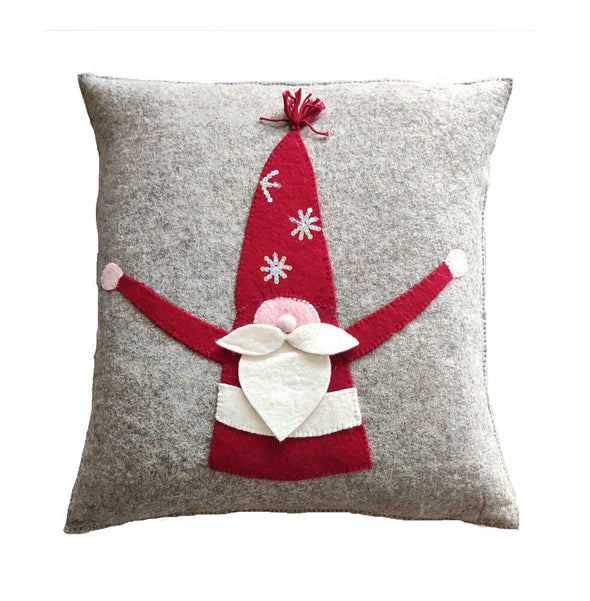 Christmas Gnome Felt Wool Pillow