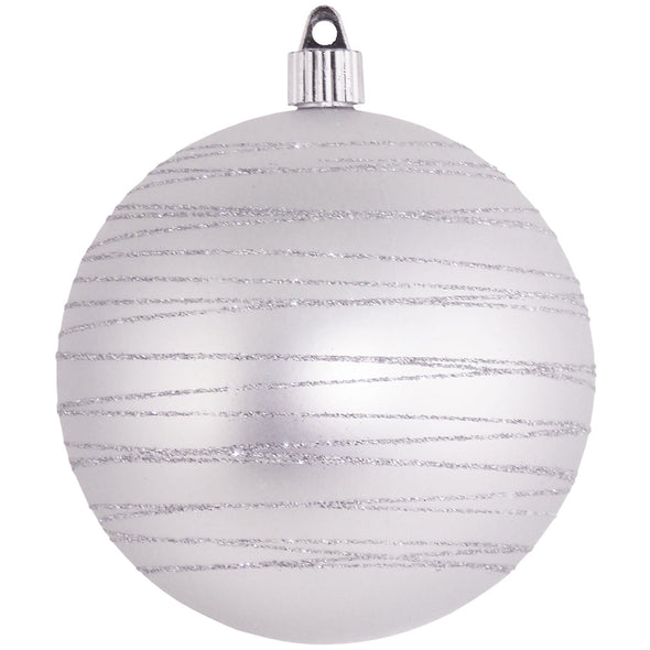 Dove Gray Shatterproof Ball With Silver Tangles Holiday Decor Christmas by Krebs   