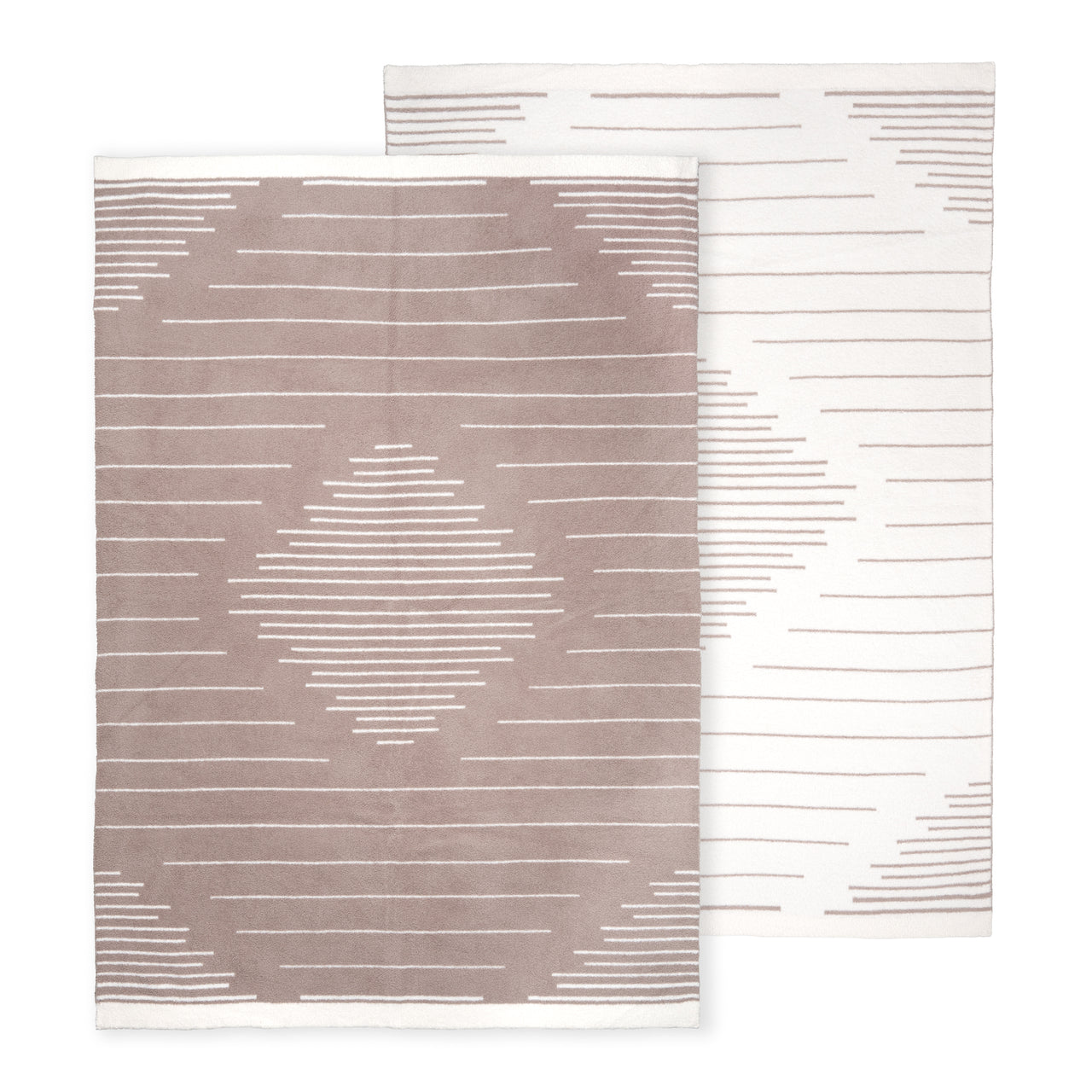 Diamond Stripe Dream Plush Throw Bedding Kashwere Ivory/Mink 52" x 70" 