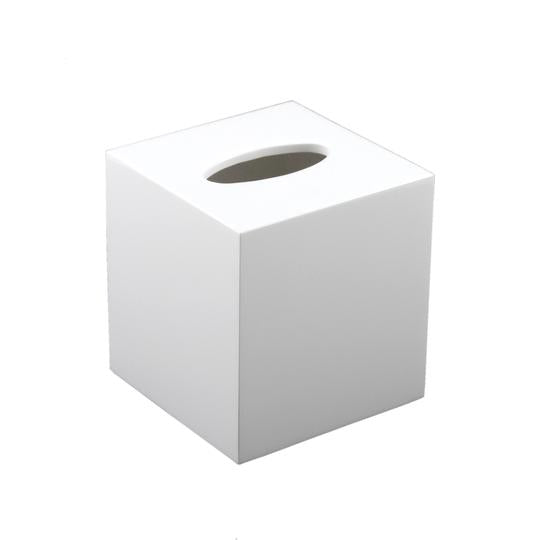 White Lacquer Tissue Box Bath Pacific Connections   