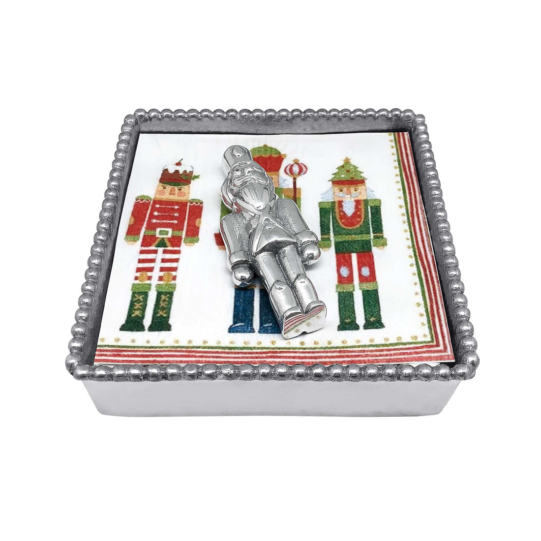 Nutcracker Beaded Napkin Box Holiday Decor Mariposa   
