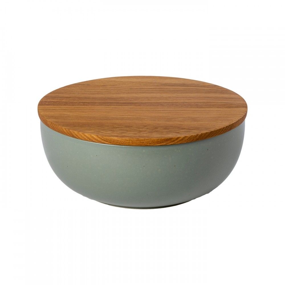 Pacifica Serving Bowl with 10" Oak Wood Lid Tabletop Casafina Artichoke  