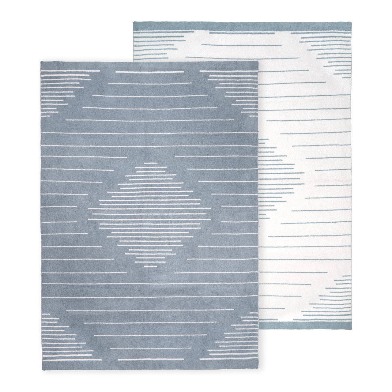 Diamond Stripe Dream Plush Throw Bedding Kashwere Sky/Bone 52" x 70" 