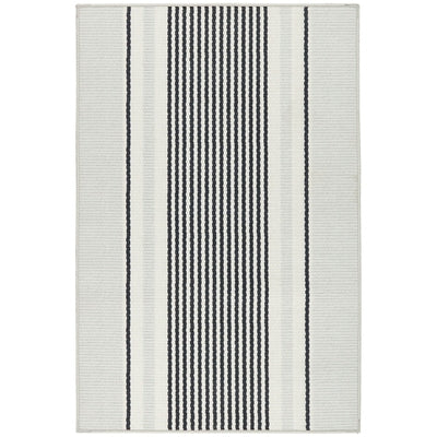 Gunner Strip Grey Machine Washable Rug Rugs Annie Selke   