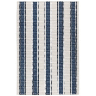 Blue Awning Stripe Machine Washable Rug Rugs Annie Selke   