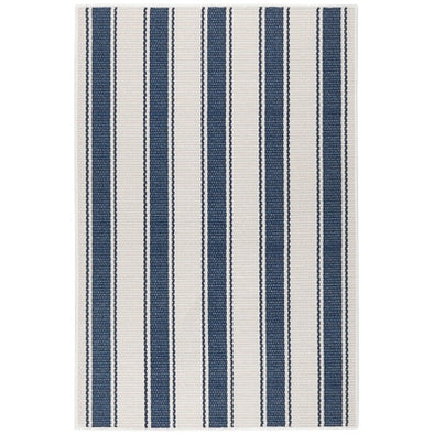 Blue Awning Stripe Machine Washable Rug