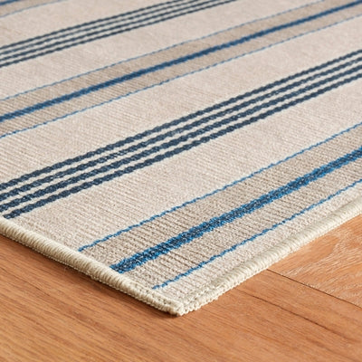 Nimes Ticking Neutral Machine Washable Rug Rugs Annie Selke   